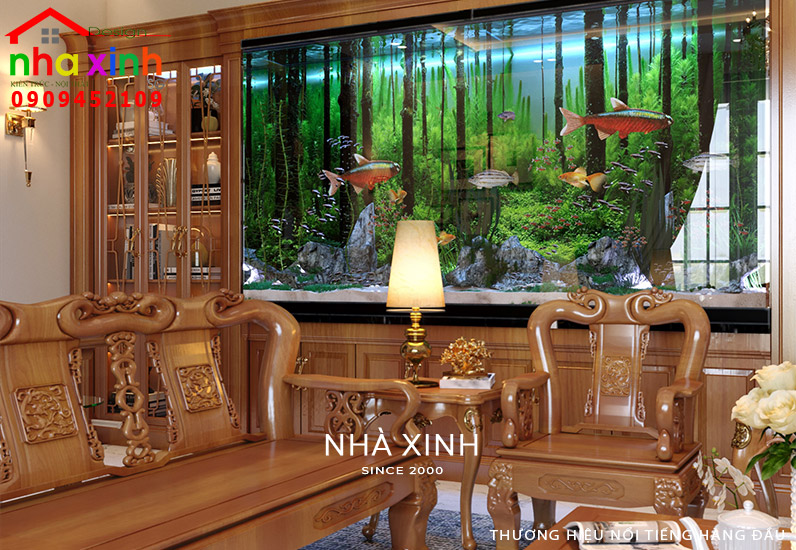 Phòng khách nội thất với chất liệu gỗ tự nhiên cao cấp