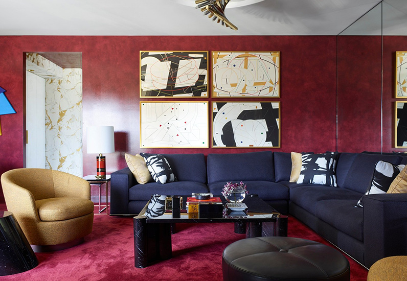 Thiết kế không gian phòng khách ngập tràn sắc đỏ