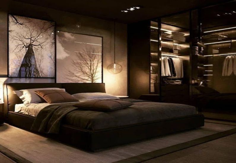Thiết kế phòng ngủ phong cách hiện đại cho nam với màu đen quý phái