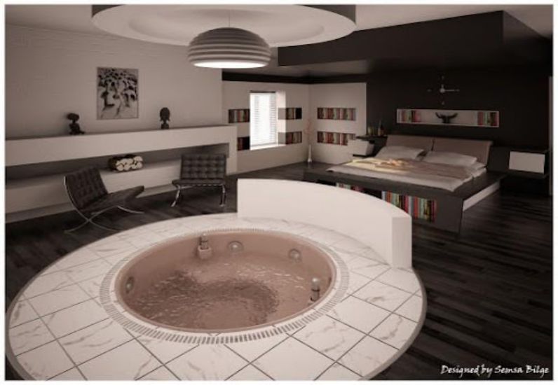 Thiết kế phòng ngủ với bồn tắm