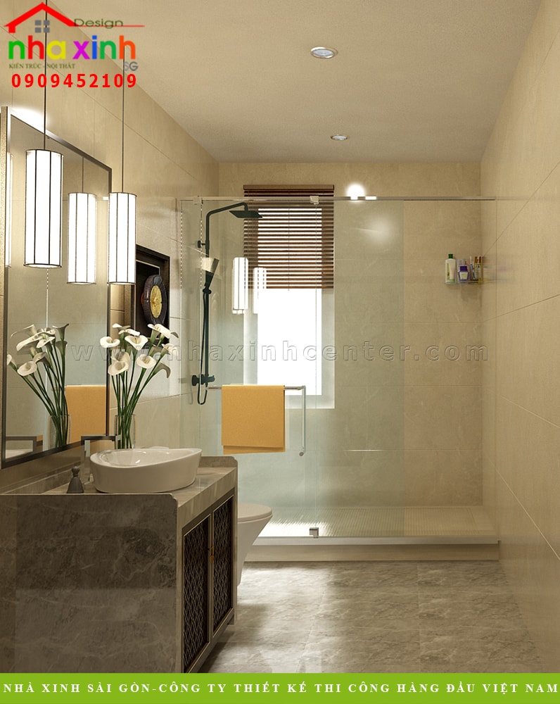 Phòng tắm được thiết kế đề cao yếu tố công năng