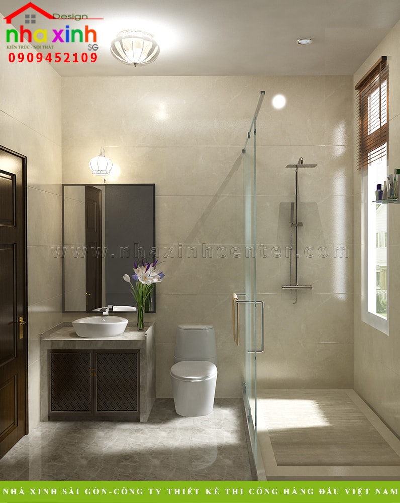 Thiết kế nội thất không gian phòng vệ sinh đơn giản và tiện nghi