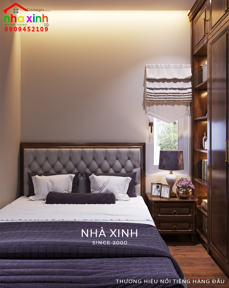 Nội thất phòng ngủ thứ 2 đơn giản mà sang trọng với nội thất bằng gỗ