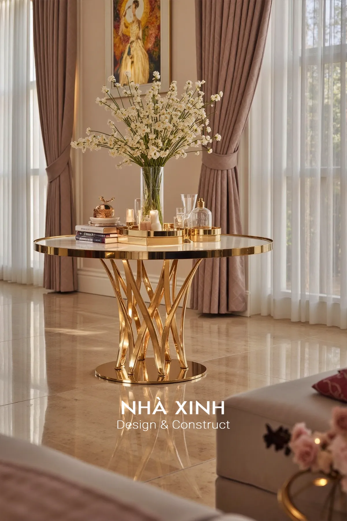 Góc cuối hành lang với console