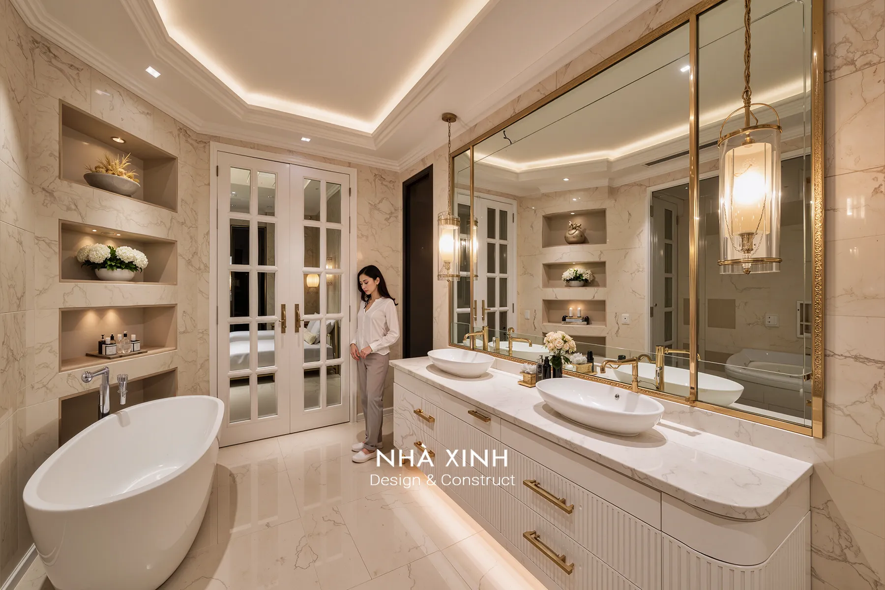 Kệ sách âm tường bên cửa sổ