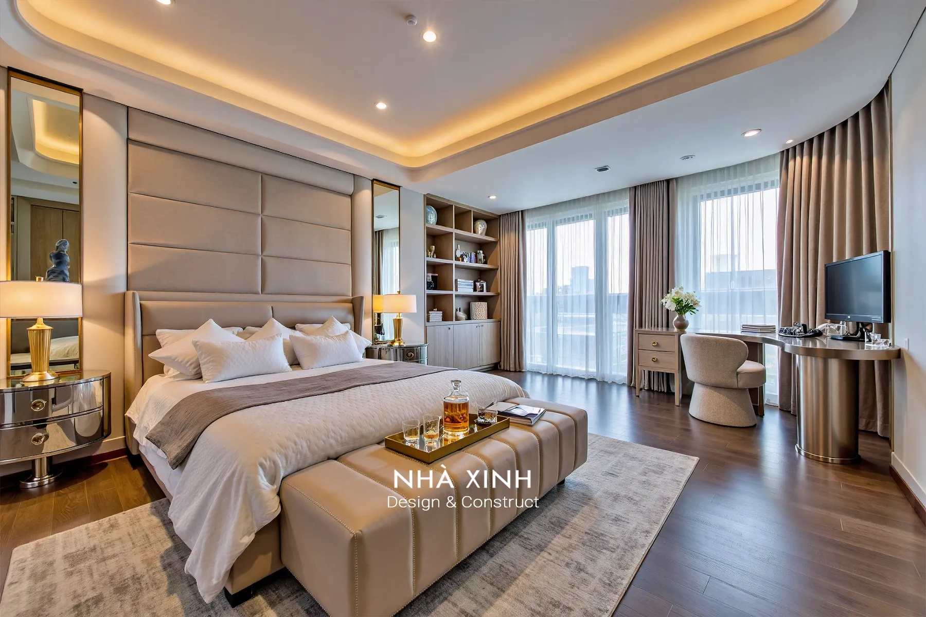 Decor tiểu cảnh khô trên kệ tivi
