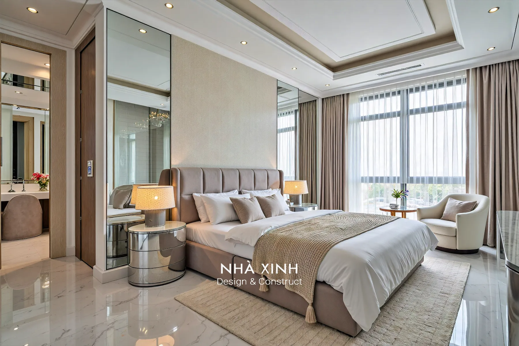Kệ rượu âm tường kính mờ