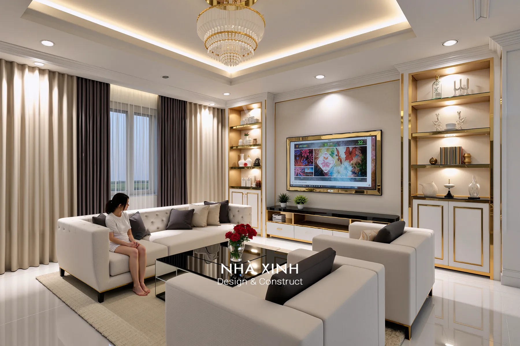 Sân thượng sofa và tiểu cảnh