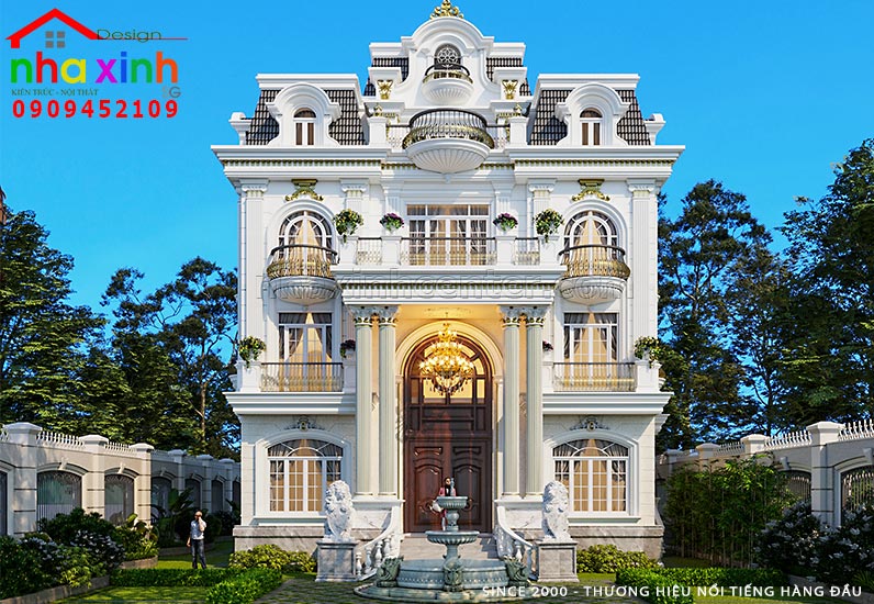 KTS thiết kế biệt thự cổ điển Pháp đẹp nhất 2023 tại Long An  Nội thất Âu  Việt FS